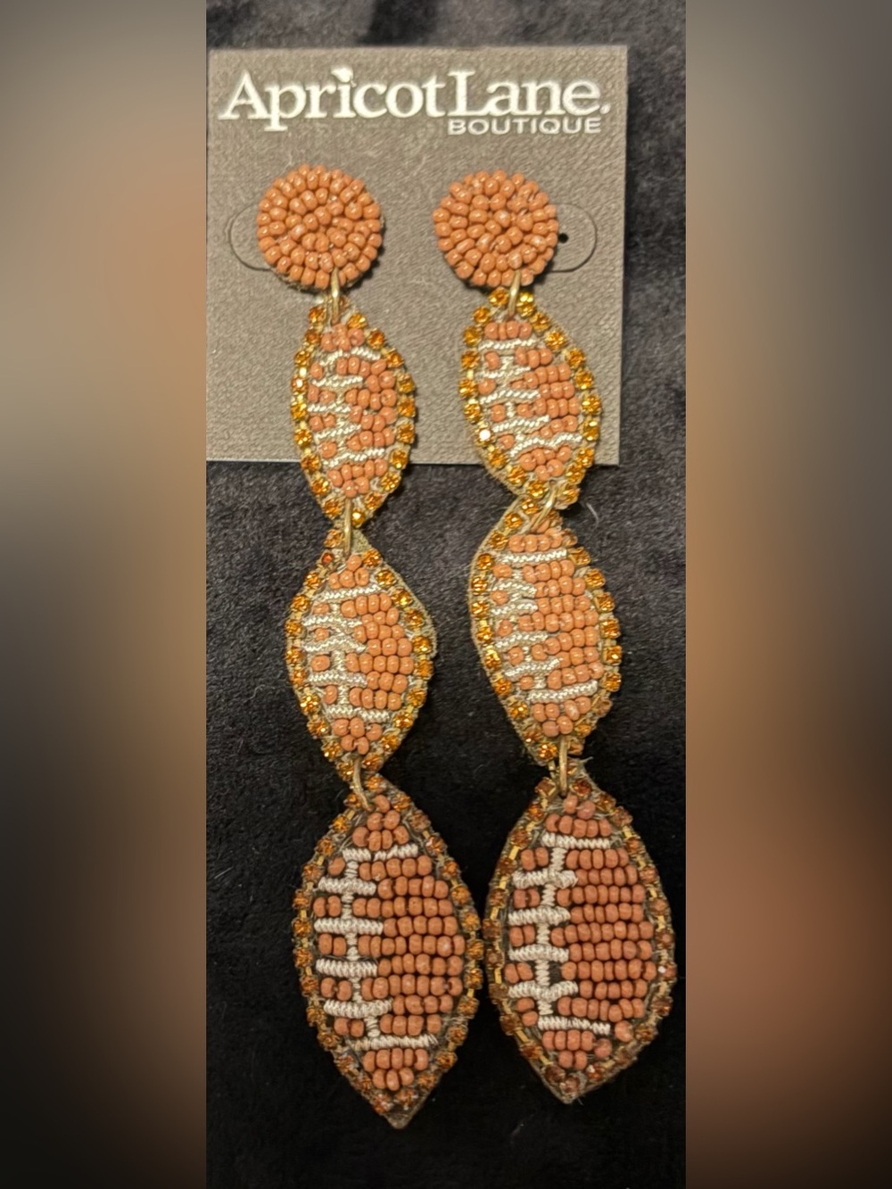 Apricot Lane Football Coral-Bead and Gold Accent Drop Earrings